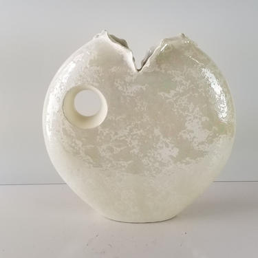 1980's Vintage Van Teal Sculptural  &quot; Optical  Design &quot; Ceramic Vase . 