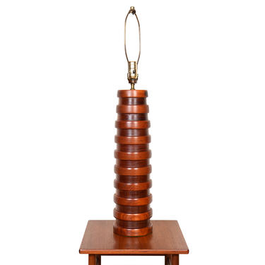 Danish Modern Teak Conical Table Lamp with ‘Ribbed’ Design