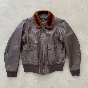 Vintage USN ANJ G1 Flying Leather Jacket | Brown Zipper | Foster Sportswear Company 