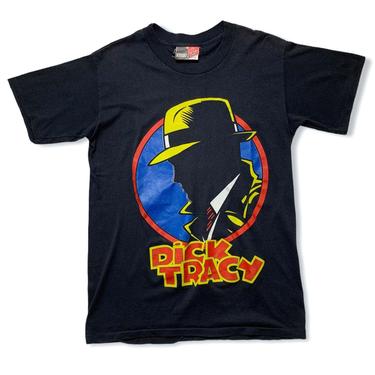 Vintage 1990 DICK TRACY Graphic T-Shirt ~ fits S ~ Disney Movie / Promo Tee ~ 1990s / 90s ~ Novelty Print 
