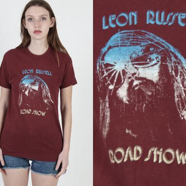Vintage 70s Leon Russell Southern Athletic Rock Band 1970s Cotton Tee T Shirt M 