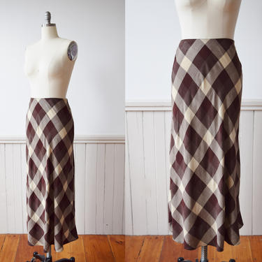 Italian Gingham Print Column Skirt by Limited | 1990s | S/M 