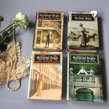Georgette Heyer historical romance hardcovers - 4 Dutton editions - 1960s - 1970s vintage novels 