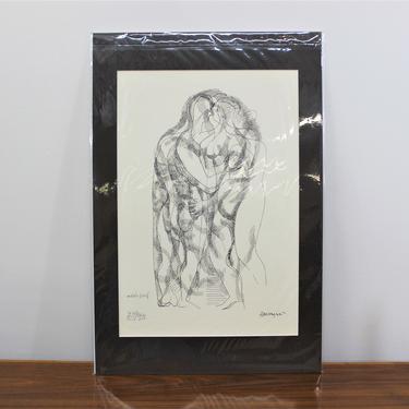 Mid Century Modern, abstract figurative drawing by Abraham Rattner 