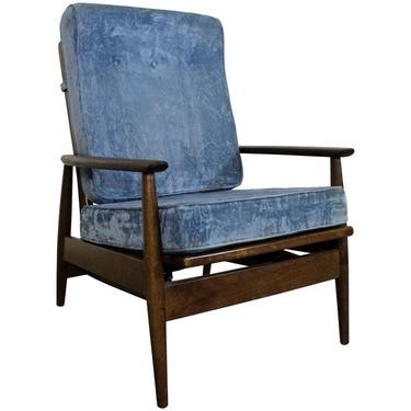 Mid-Century Danish Modern High Back Rocker Walnut Lounge Chair 