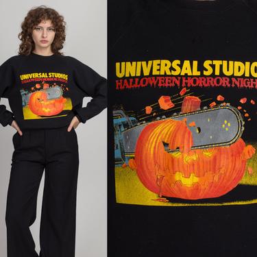 80s Halloween Horror Nights Universal Studios Sweatshirt - Men's Medium, Women's Large | Vintage Black Pumpkin Graphic Slouchy Pullover 