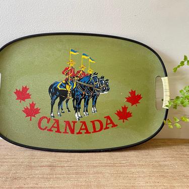 Vintage Tray - Canada Tray - Green Oval Tray 