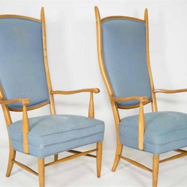 Pair Pair of early tall back armchairs designed by Edward Wormley for Dunbar.