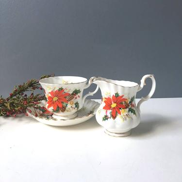 Royal Albert Yuletide tea cup and creamer - 1990s vintage 