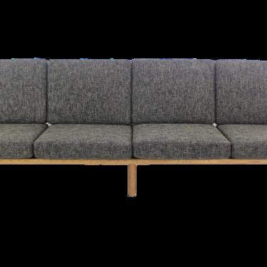 Scandinavian Modern Four-Place, Box-Arm Sofa Designed by Hans Wegner