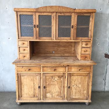 Vintage 1920's French Kitchen Pine Wood Cabinet