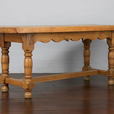 Antique Country French Provincial Farmhouse Oak Trestle Dining Table 