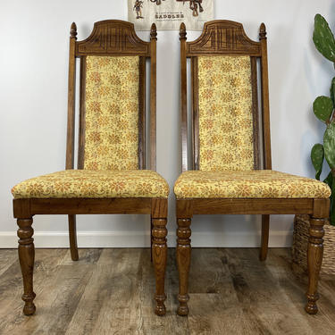 Set of 2 Vintage 1970s “Throne” Style Dining Chairs 