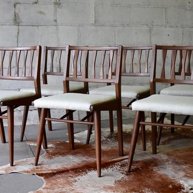 Mid Century MODERN WALNUT DINING Chairs Set/6 
