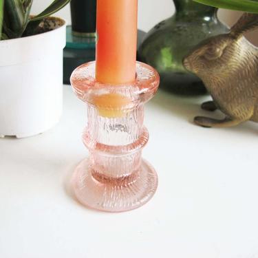 Vintage Pink Glass Candlestick Holder - Depression Glass Light Pink Taper Candle Holder - Glass Long Candle Holder - Boho Home Decor 