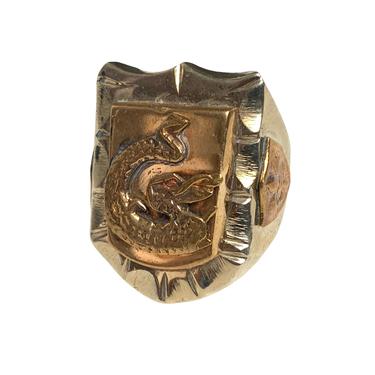 Vintage 1940s MEXICAN BIKER RING ~ size 8 3/4 ~ Dragon / Serpent ~ Mexico Souvenir ~ Rockabilly 