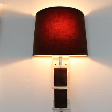 Mid Century Modern, vintage, lucite and velvet wall sconce, lamp, light 