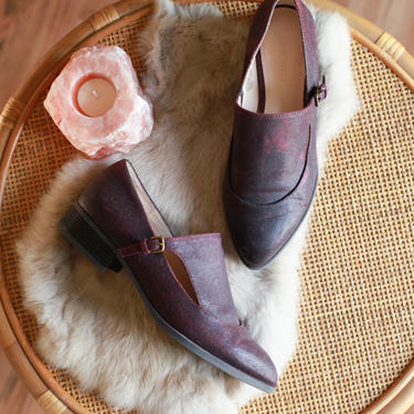nine west burgundy ankle booties // size 7 8 // vintage leather ankle boots 