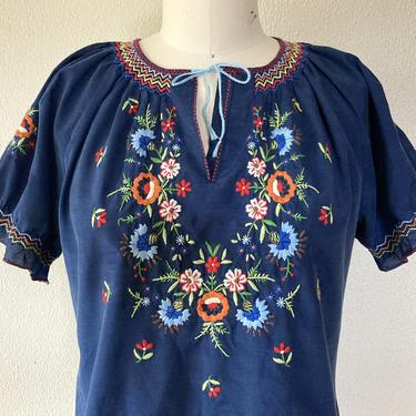 1960s Hand embroidered peasant blouse 