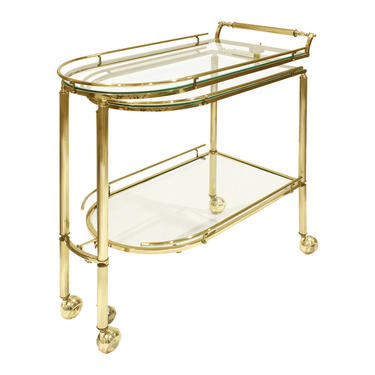 Expandable Brass and Glass Rolling Serving Cart 1960s - SOLD