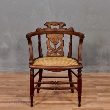 Victorian Carved Walnut &amp; Cane Armchair