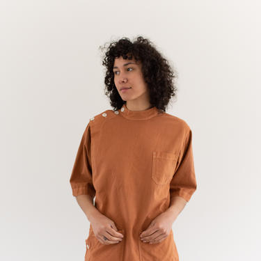 The Wardlea Smock in Carrot Orange | Vintage Overdye Side Button Painter Shirt | Short Sleeve Studio Tunic | Artist Smock | S M L 