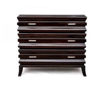 Hickory White Bachelor's Chest Of Three Drawers in Ebony, Modern Sculptural Style 
