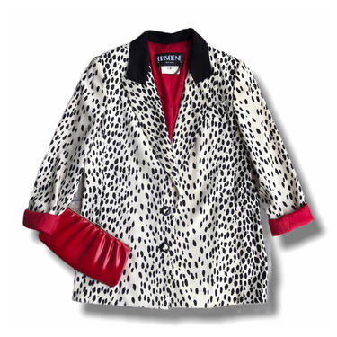 Vintage Cream Black and Red Animal Print Blazer Criscione for Cache Loose Fit Boyfriend Blazer Jacket Medium 
