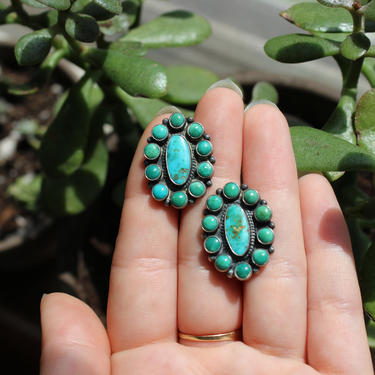 Antique Turquoise Sterling Silver Earrings 
