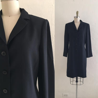 vintage 90's black long jacket // duster blazer 