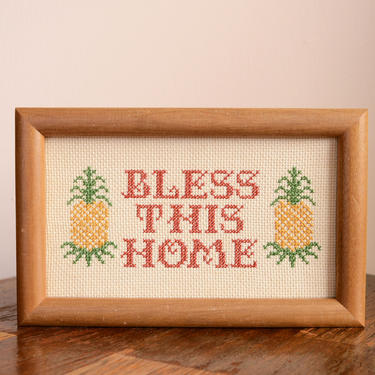 Bless This Home pineapple cross stitch wall art 