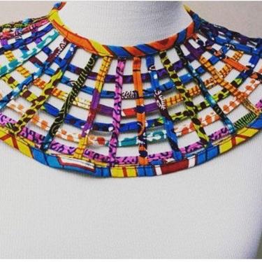 Exotic Collar/Neck Multi-prints 'Conversation Piece' necklace, African prints, Batik, Adire, Ankara, 100% Cotton, African Wax 