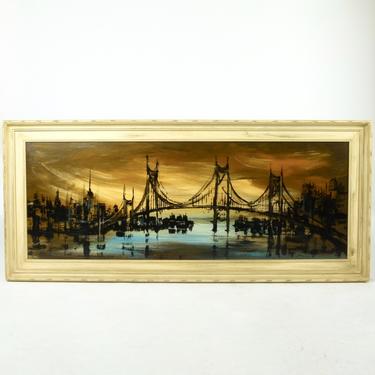 Large City/Bay with Bridge Painting