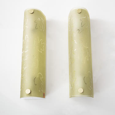 Pair of Scandinavian Modern etched sconces by Glossner