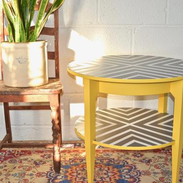 Tiered Grey & Yellow Accent Table
