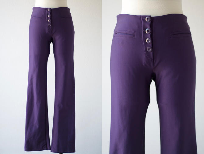 Vintage 70s Mod purple flared tapered trousers pants