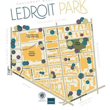 Ledroit Park Washington DC neighborhood map 11x17 inches 