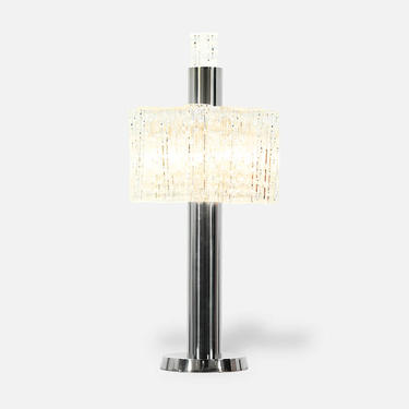 Mid-Century Chrome & Murano Table Lamp by Doria Leuchten