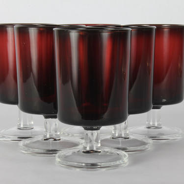 Vintage Ruby Red Luminarc Shot Glasses, France, Glassware, Red Glassware, Vintage Glassware, Vintage Shot Glass,  Glassware, Set of 6 