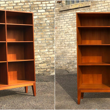 Tall Teak Bookcase With Adjustable Shelves 