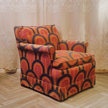 70's Retro Bridges Upholstered Club Lounge Chair 