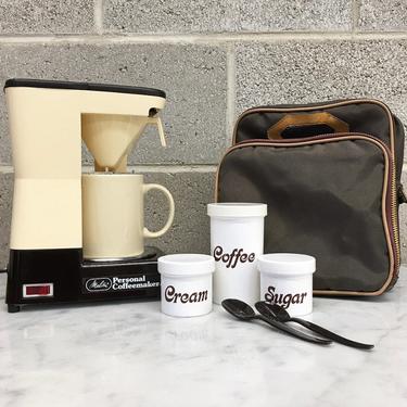 Vintage Coffee Machine Retro 1980s Melitta + Personal + Individual Coffeemaker + Model Nos. ACM -1A/1 + Portable + Travel Case + Home Decor 