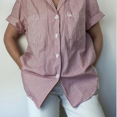 vintage classic pinstripe cotton blouse size large by miragevintageseattle
