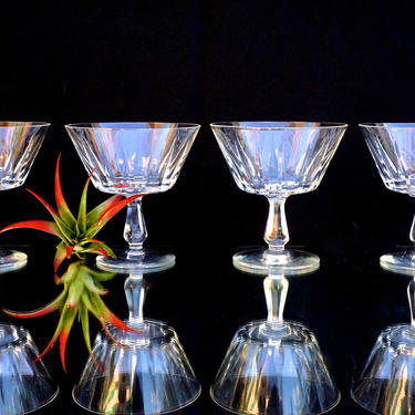 Set of 4 Stunning Vintage Crystal Champagne Coupes | Fabulous Mad Men Barware 