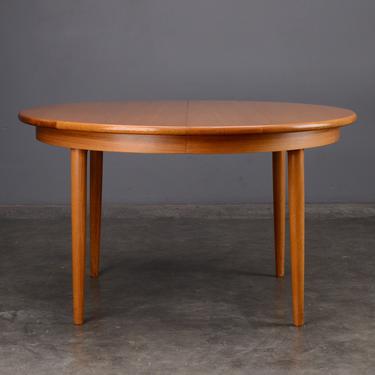 Large Round-To-Oval Danish Modern Dining Table Teak 