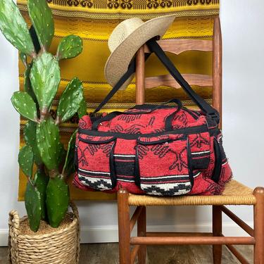 Large Southwestern Woven Tapestry Duffel Bag Weekend Bag 