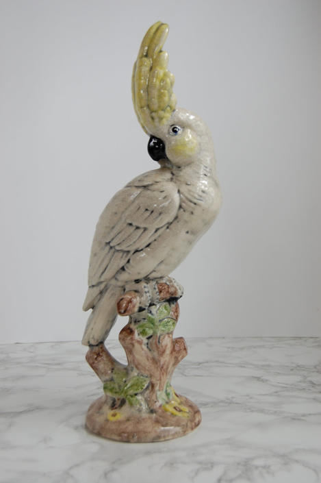 Cockatoo Figurine Decoration Parrot Tropical Pet Miniature Wood Bird Art Statue 