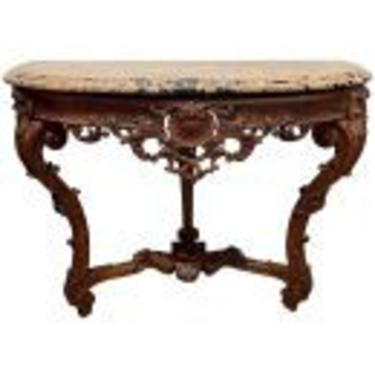 18th Century Carved French Regence Console Table with Marble Top