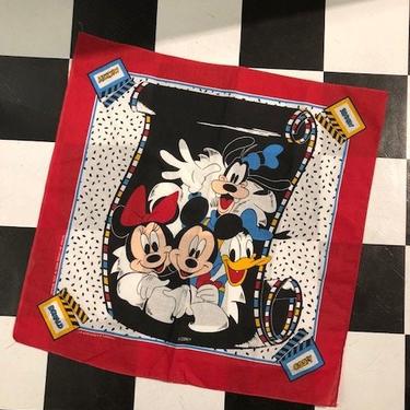 Vintage 80s Mickey Mouse Donald Duck and Goofy Bandana Scarf Unworn 50/50 