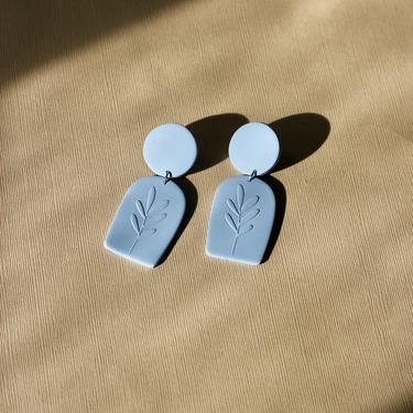 Light Blue Floral Geometric Statement Earrings / Lightweight Polymer Clay / Gifts for Her / Gifts for teacher 